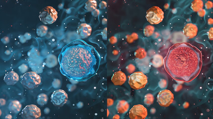 Poster - This Graphic of genetic changes to enhance youth, showcasing vibrant cellular structures.