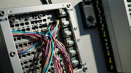 Poster - Vibrant network cable connections in modern data center server rack