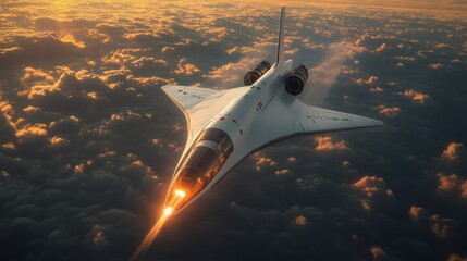 Poster - a cutting edge hypersonic spaceplane ascends into the atmosphere with a powerful propulsion system, 