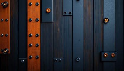 Poster - Abstract wooden and metal panel background with vibrant colors and textures.