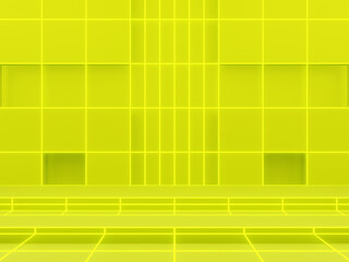 Wall Mural - 3d yellow background with grid neon lights
