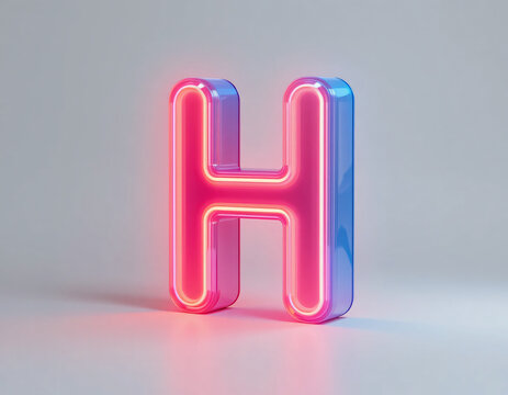 A letter of 3D floating neon letters in vibrant colors, isolated on a white background