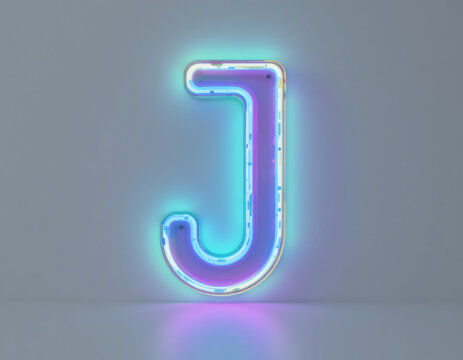 A letter of 3D floating neon letters in vibrant colors, isolated on a white background