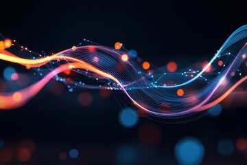 Poster - Abstract glowing lines with vibrant colors on a dark background.