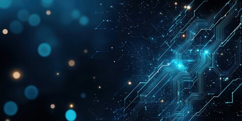 Poster - Abstract digital technology background with vibrant blue tones and circuit patterns.