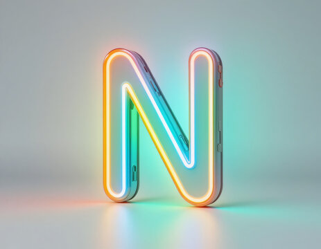 A letter of 3D floating neon letters in vibrant colors, isolated on a white background