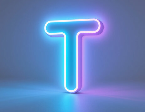 A letter of 3D floating neon letters in vibrant colors, isolated on a white background