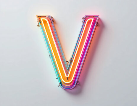A letter of 3D floating neon letters in vibrant colors, isolated on a white background