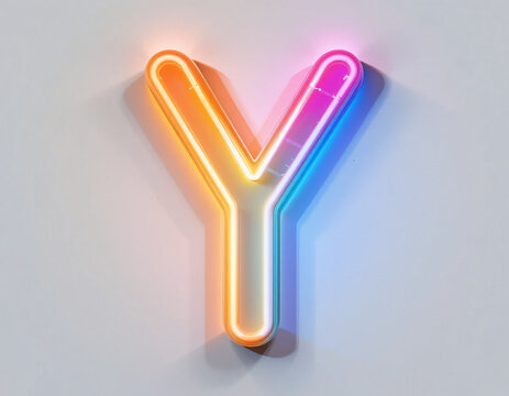 A letter of 3D floating neon letters in vibrant colors, isolated on a white background
