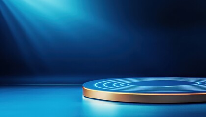 Poster - Illuminated circular platform against a gradient blue background
