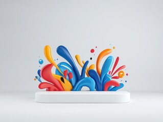 Poster - Colorful abstract splash art in vibrant hues of red, blue, and yellow.