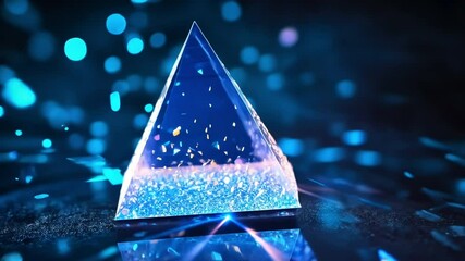 Poster - Crystal Prism: A captivating image of a crystal prism refracting light, creating a dazzling display of colors and patterns against a dark, ethereal background.