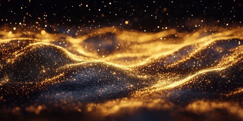 Poster - Golden shimmering waves of light creating a magical and ethereal atmosphere