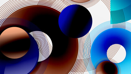 Aufkleber - Abstract composition of overlapping circles with smooth gradients and transparency effects. Clean and modern design emphasizing depth, symmetry, and a minimal aesthetic