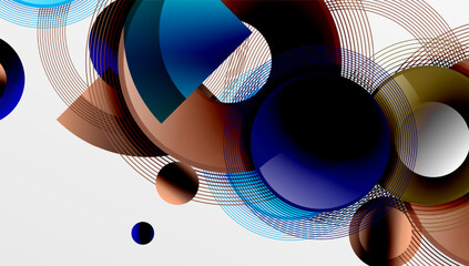 Aufkleber - Abstract composition of overlapping circles with smooth gradients and transparency effects. Clean and modern design emphasizing depth, symmetry, and a minimal aesthetic