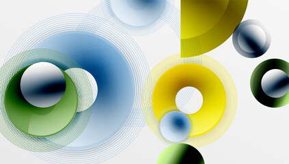 Aufkleber - Abstract composition of overlapping circles with smooth gradients and transparency effects. Clean and modern design emphasizing depth, symmetry, and a minimal aesthetic