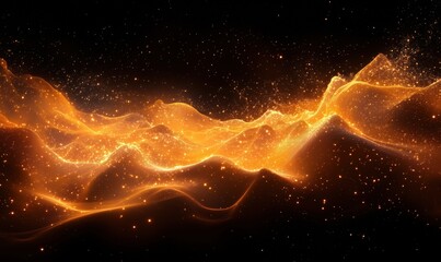 Poster - golden wave of light particles creating a mesmerizing abstract background