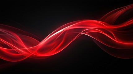 Poster - red abstract light waves on black background creating dynamic visual energy