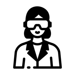 Canvas Print - A line style icon of a female scientist character 
