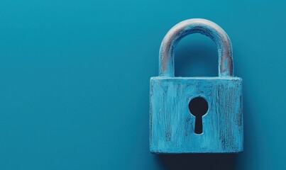 Fototapete - Blue padlock on vibrant blue background symbolizing security and protection