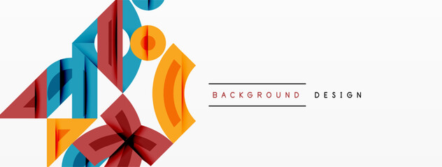 Wall Mural - Abstract geometric background shapes forming a modern, symmetrical pattern. Bold contrast, smooth gradients, dynamic composition, futuristic style