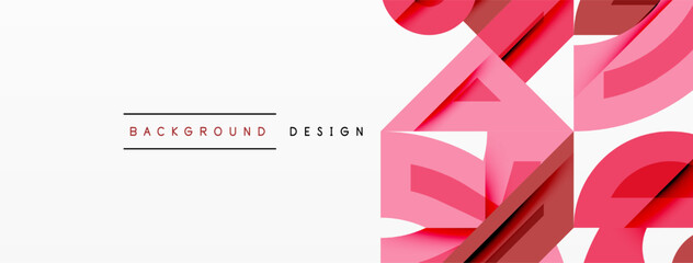 Wall Mural - Abstract geometric background with shapes, featuring circular and rounded elements. Bold contrast, smooth gradients, dynamic composition, futuristic style