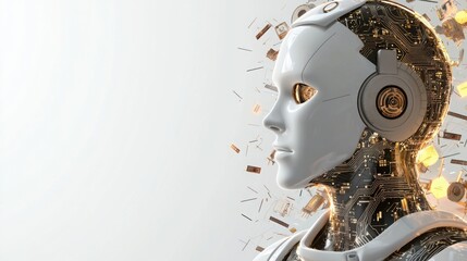 Poster - Robot with a broken head symbolizing challenges in ai automation for profits and technological advancement