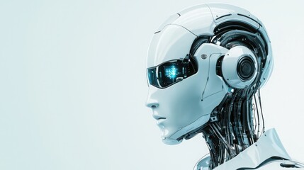 Poster - Robot with headphones engaged in ai automation for profits and advanced audio analytics in technology