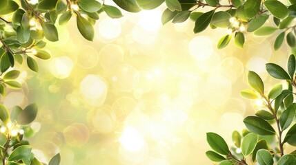 Poster - Green leaf frame surrounding a concept of digital asset income representing sustainability and eco-friendly solutions