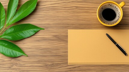 Poster - Coffee cup alongside notepad on a desk ideal for e-learning and professional development activities and notes