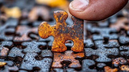 Poster - Individual holding a piece of a puzzle symbolizing problem solving and functional value differentiation in business