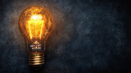 Poster - Bright light bulb glowing vividly against a dark background representing enlightenment and functional value differentiation