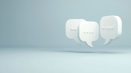 Poster - Two white speech bubbles symbolizing interactive professional forums for engaging discussions and networking