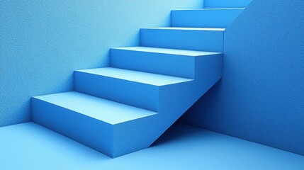 Poster - Striking blue staircase leading to an open space filled with light showcasing modern architectural design elements
