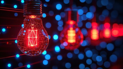 Poster - Illuminating innovation with a bright red light bulb symbolizing creativity and modern technology advancements