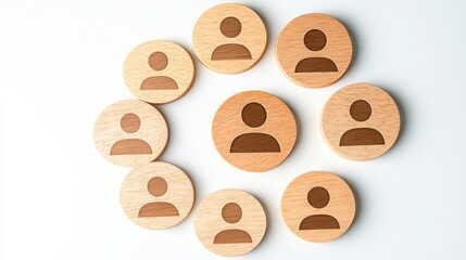 Poster - A harmonious circle of natural wooden circles symbolizing unity and connection in a thoughtful artistic display