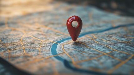 Wall Mural - red location pin pointing a specific place on city map