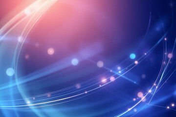 Fototapete - Abstract backdrop featuring flowing light streaks and a bokeh effect.  Soft gradients of blue and pink create a dreamy, elegant, and modern visual.