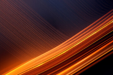 Leinwandbilder - Abstract image features vibrant orange lines curving diagonally across a dark backdrop, evoking a sense of flowing energy and modern digital design.