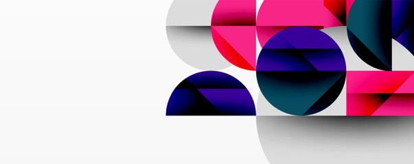 Aufkleber - Modern abstract composition with layered circles and angular segments featuring gradients, transparency effects, and a structured geometric layout