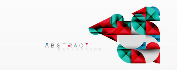 Aufkleber - Modern abstract composition with layered circles and angular segments featuring gradients, transparency effects, and a structured geometric layout