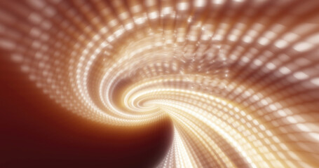Fototapete - Abstract warm-toned spiral tunnel with golden and brown shades, creating a glowing, inviting vortex effect