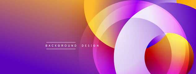Poster - Layered circular shapes in vivid colors form a gradient-rich abstract design with smooth transitions, depth effects, and a modern, futuristic aesthetic
