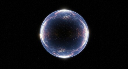 Poster - Luminous, spherical celestial body with a textured, cloudy surface against a dark, star-speckled background