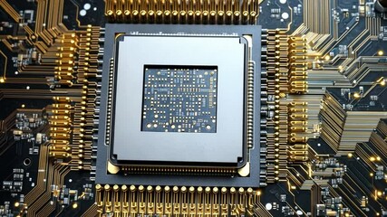 Poster - The Core of Innovation: A detailed, close-up view showcases a cutting-edge computer processor, revealing the intricate technology at the heart of modern computing.