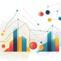 Poster - a business overlay with charts on a white background