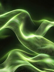 Poster - wavy green neon line digital technology background
