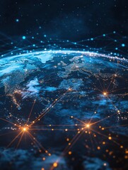 Poster - A global network of digital connections extending across the globe, highlighting how digital transformation is connecting people and systems worldwide.