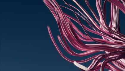 Abstract 3D render of wavy pink lines on a dark background