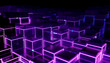 © Westend61 - 3D render of glowing violet and blue geometric shapes representing technology and AI concepts